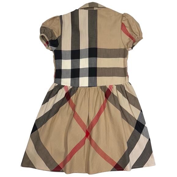 Burberry Children Girls Classic Check Short Puff Sleeve Button Front Dress 6-7Y - Picture 10 of 14